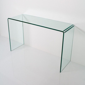  - Smalle console table in curved glass 120x40x80 cm