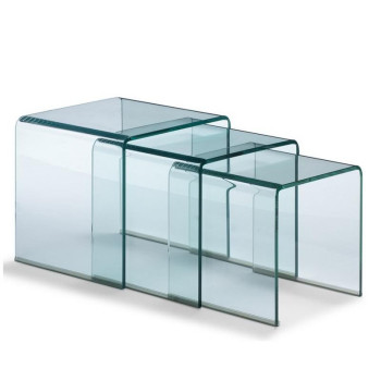  - Nest Triptych transparent coffee tables 34x34x34-38x38x38-42x42x42 cm