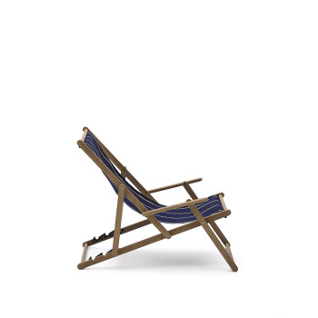 Vilara Folding Outdoor Hammock in Blue and Beige Stripes Made of 100% FSC Solid Acacia Wood