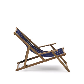 Vilara Folding Outdoor Hammock in Blue and Beige Stripes Made of 100% FSC Solid Acacia Wood