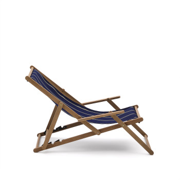 Vilara Folding Outdoor Hammock in Blue and Beige Stripes Made of 100% FSC Solid Acacia Wood