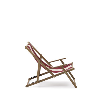 Vilara folding outdoor hammock in burgundy and beige stripes made of 100% FSC solid acacia wood.