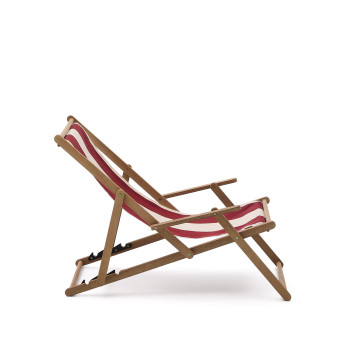 Vilara folding outdoor hammock in burgundy and beige stripes made of 100% FSC solid acacia wood.