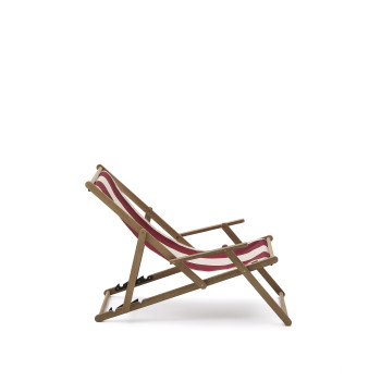 Vilara folding outdoor hammock in burgundy and beige stripes made of 100% FSC solid acacia wood.
