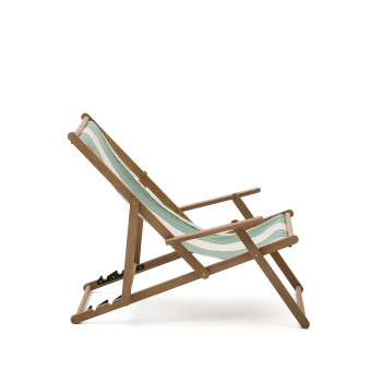 Vilara green and beige striped outdoor folding hammock made of solid FSC 100% acacia wood