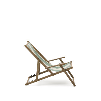 Vilara green and beige striped outdoor folding hammock made of solid FSC 100% acacia wood