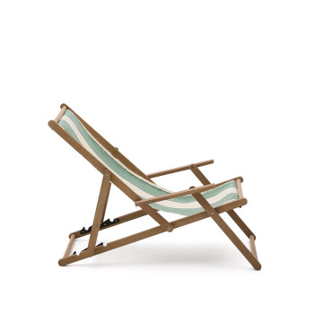 Vilara green and beige striped outdoor folding hammock made of solid FSC 100% acacia wood