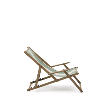 Vilara green and beige striped outdoor folding hammock made of solid FSC 100% acacia wood