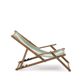 Vilara green and beige striped outdoor folding hammock made of solid FSC 100% acacia wood