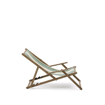 Vilara green and beige striped outdoor folding hammock made of solid FSC 100% acacia wood