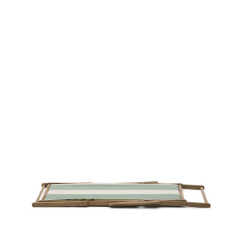 Vilara green and beige striped outdoor folding hammock made of solid FSC 100% acacia wood