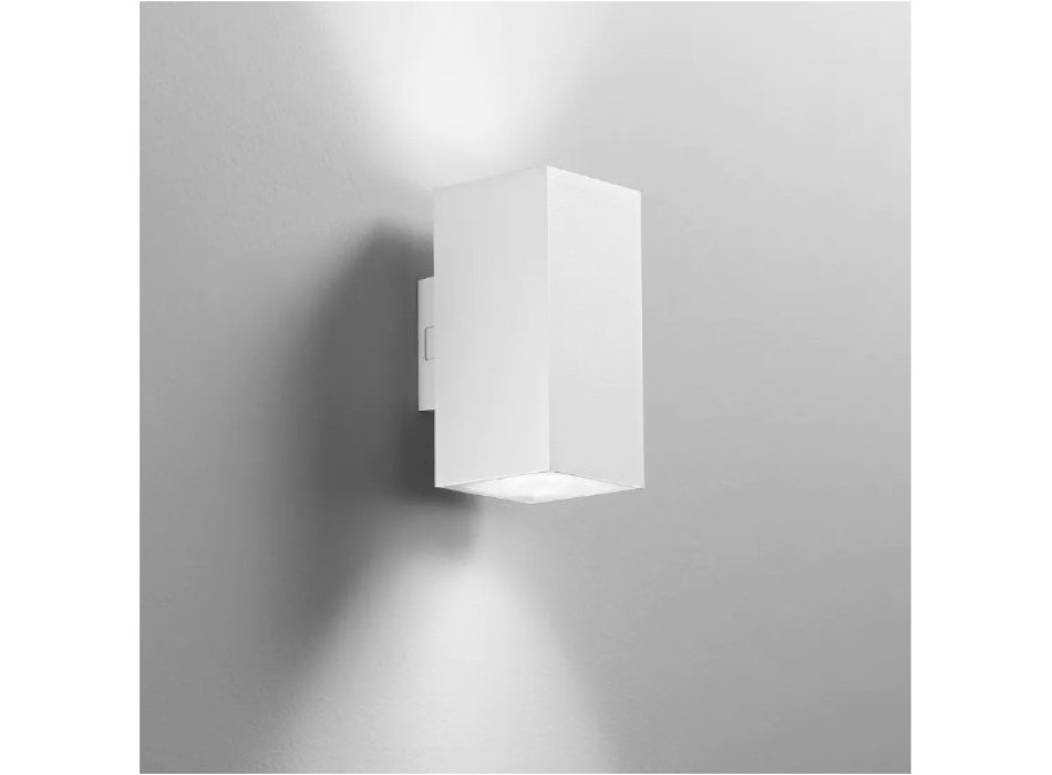 SQUARE WHITE POLE LED DOUBLE-EMISSION WALL LAMP 2X8W 1960LM CCT IP65 7.8X9.9X16CM