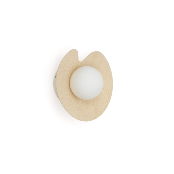 Wilara wall light in oak veneer with 1 smoked glass sphere
