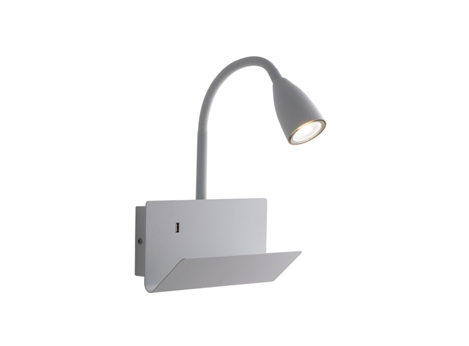 WHITE FLEXIBLE GULP WALL LIGHT WITH USB 2A 1XGU10 23X27X49CM