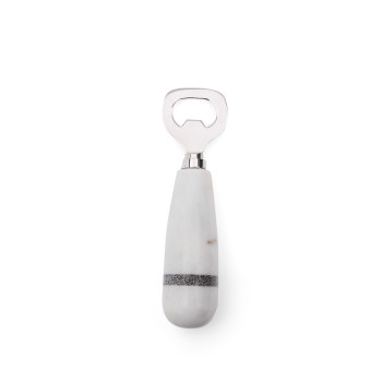 Nira bottle opener in black and white marble