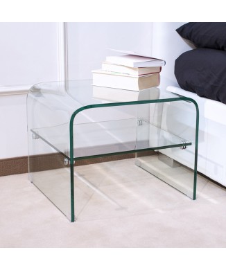 Glass items - Eta Low Bedside Table 50x50x40 With Transparent Shelf