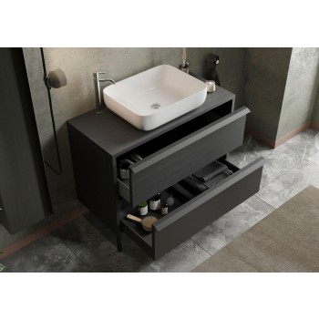 Floor-standing bathroom with 2 drawers - STEEL 