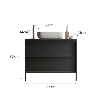 Floor-standing bathroom with 2 drawers - STEEL 