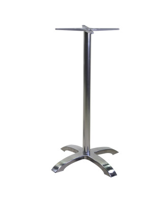 Alan aluminum bar table base in Vacchetti stainless steel color