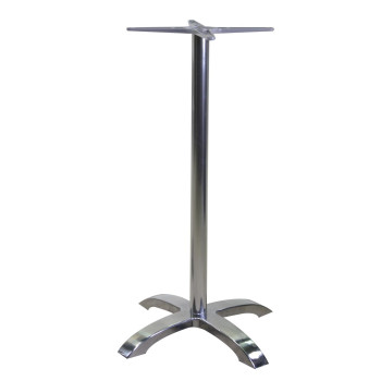 Alan aluminum bar table base in Vacchetti stainless steel color