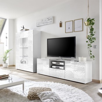 MIRO 181x57x43 cm 2-door TV stand with 1 drawer, white