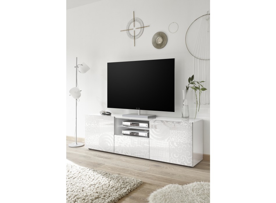 MIRO 181x57x43 cm 2-door TV stand with 1 drawer, white