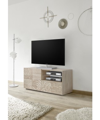 Small TV stand 1 door 1 drawer MIRO 121x42x57 cm oak color