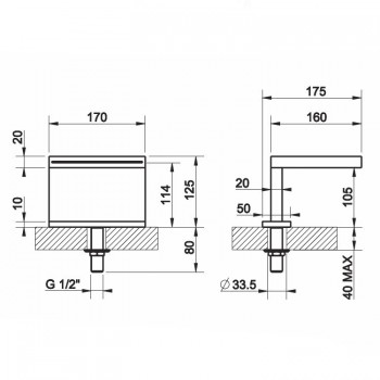 Deck mounted waterfall spout with remote control 20191 GESSI
