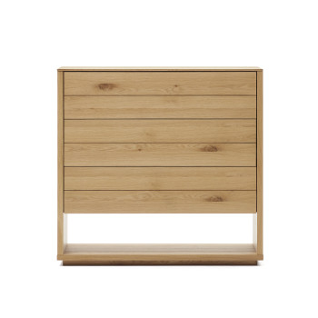 Alguema 3-drawer chest of drawers, oak veneer, natural finish, 100 x 97 cm