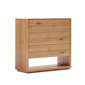 Alguema 3-drawer chest of drawers, oak veneer, natural finish, 100 x 97 cm