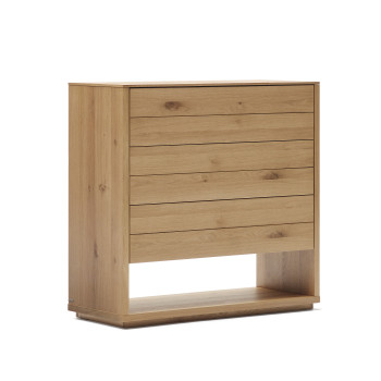 Alguema 3-drawer chest of drawers, oak veneer, natural finish, 100 x 97 cm