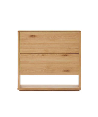 Alguema 3-drawer chest of drawers, oak veneer, natural finish, 100 x 97 cm