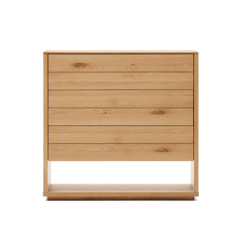 Alguema 3-drawer chest of drawers, oak veneer, natural finish, 100 x 97 cm