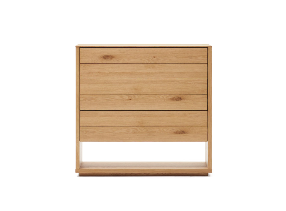 Alguema 3-drawer chest of drawers, oak veneer, natural finish, 100 x 97 cm