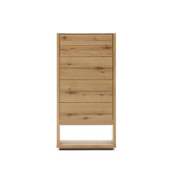Alguema 4-drawer chest of drawers, oak veneer, natural finish, 60 x 120 cm