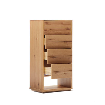 Alguema 4-drawer chest of drawers, oak veneer, natural finish, 60 x 120 cm