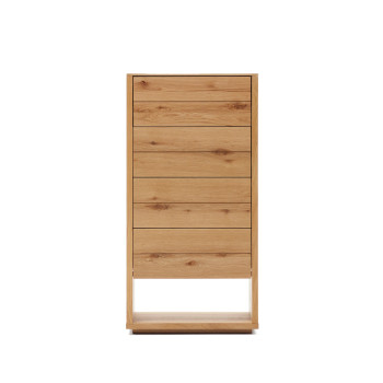 Alguema 4-drawer chest of drawers, oak veneer, natural finish, 60 x 120 cm