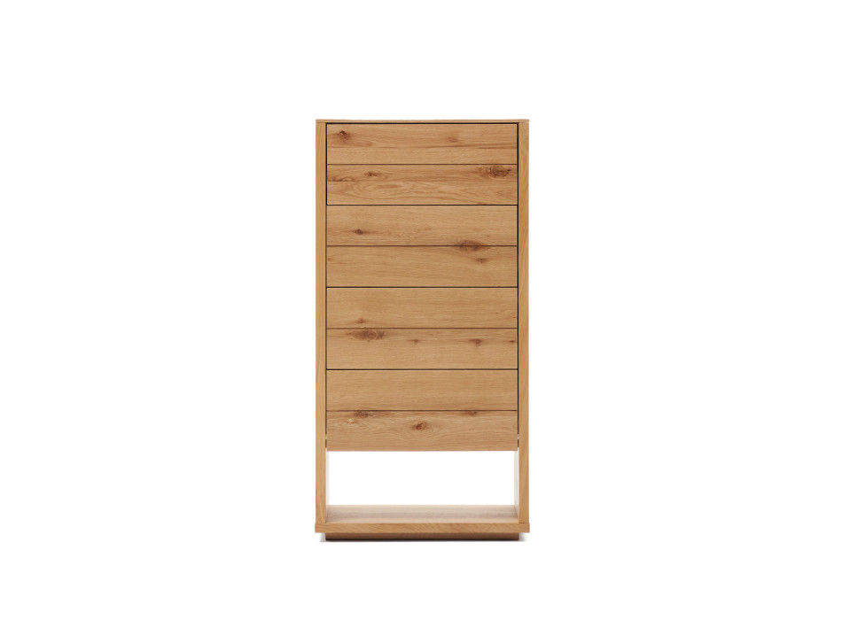 Alguema 4-drawer chest of drawers, oak veneer, natural finish, 60 x 120 cm