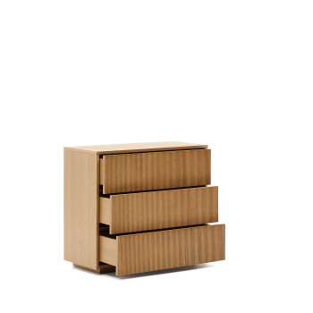 Helvine 3-drawer chest of drawers in oak veneer 90 x 78 cm FSC 100%