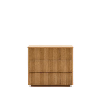 Helvine 3-drawer chest of drawers in oak veneer 90 x 78 cm FSC 100%