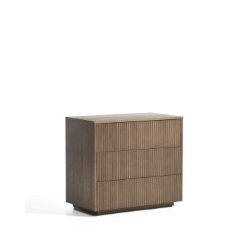 Helvine chest of drawers with 3 drawers in ash veneer with walnut finish 90 x 78 cm FSC 100%