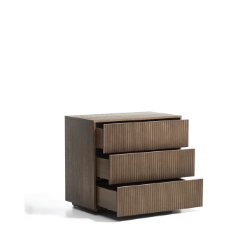 Helvine chest of drawers with 3 drawers in ash veneer with walnut finish 90 x 78 cm FSC 100%