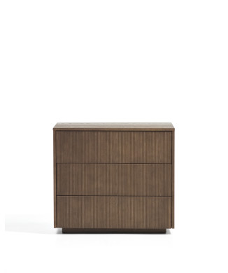 Helvine chest of drawers with 3 drawers in ash veneer with walnut finish 90 x 78 cm FSC 100%