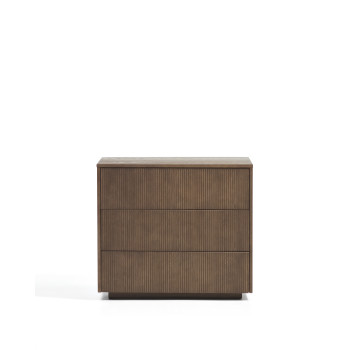 Helvine chest of drawers with 3 drawers in ash veneer with walnut finish 90 x 78 cm FSC 100%
