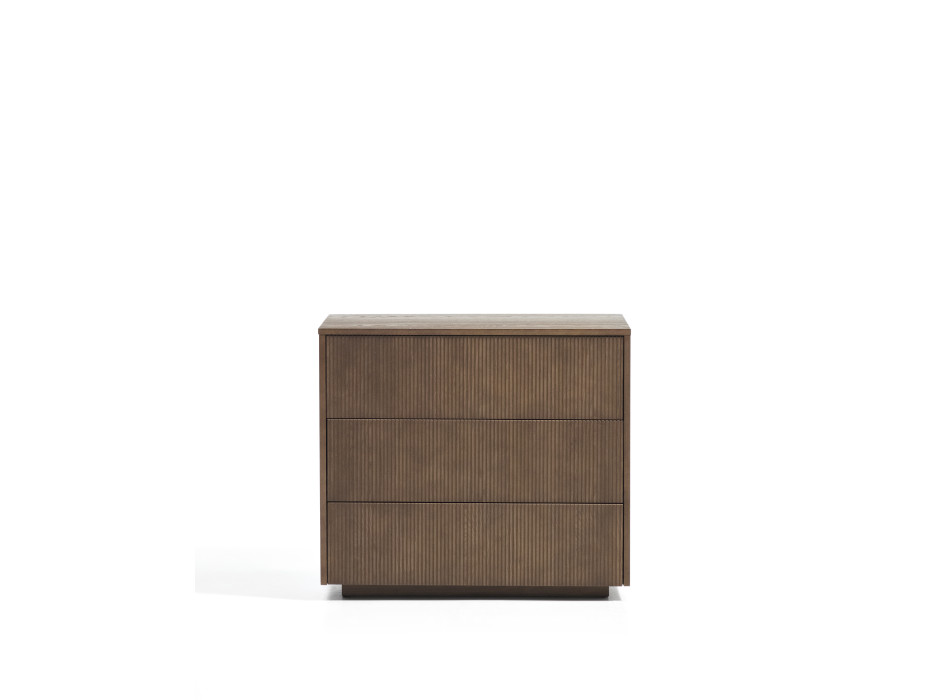 Helvine chest of drawers with 3 drawers in ash veneer with walnut finish 90 x 78 cm FSC 100%