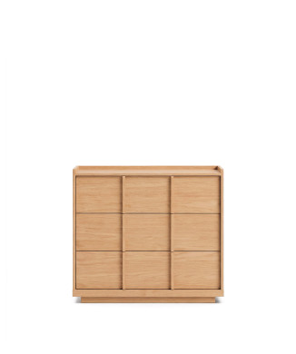 Onix 3-drawer chest of drawers in oak veneer with natural finish, 100 x 78 cm, FSC Mix Credit