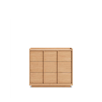 Onix 3-drawer chest of drawers in oak veneer with natural finish, 100 x 78 cm, FSC Mix Credit