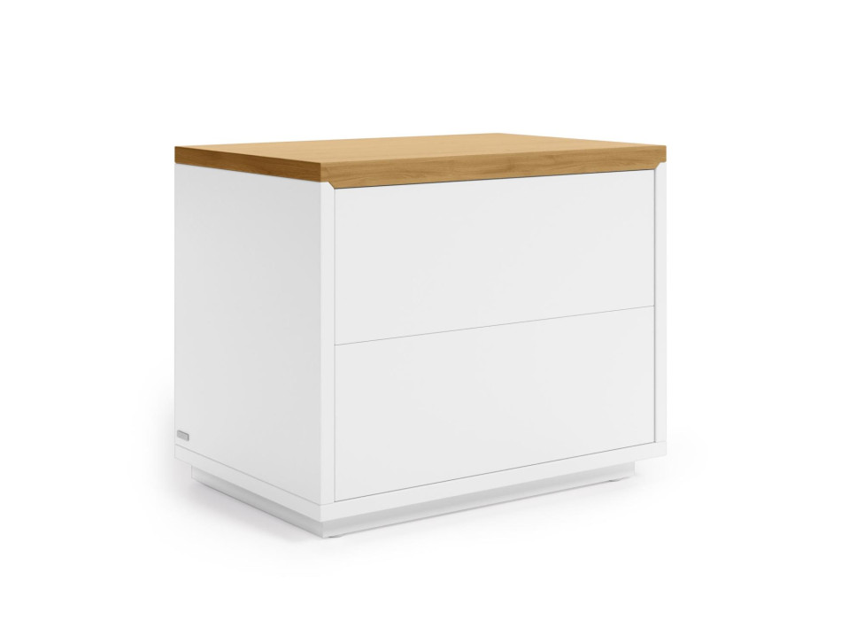 Abilen bedside table, oak veneer and white lacquer, 53 x 44 cm, FSC 100%