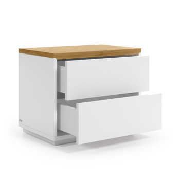 Abilen bedside table, oak veneer and white lacquer, 53 x 44 cm, FSC 100%
