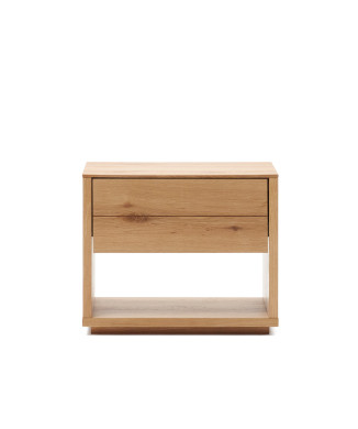 Alguema bedside table in oak veneer with natural finish, 60 x 50 cm